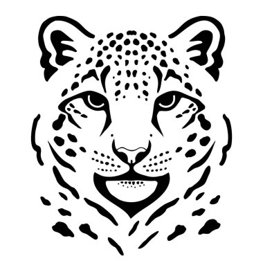 Beyaz arka planda koyu siyah beyaz desenli kar leoparı yüzü vahşi yaşam ve doğa sanatları kavramlarını vurguluyor.