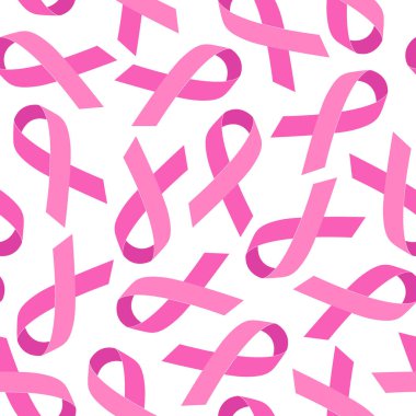 Pembe kurdeleli kusursuz desen. Göğüs kanseriyle mücadelenin sembolü. Vektör düz resimleme.