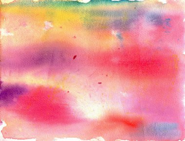 Pembe, sarı ve mor renklere sahip canlı, soyut suluboya arkaplan. Tasarımlar, davetiyeler, posterler ve dijital projeler için mükemmel yumuşak, sanatsal doku..