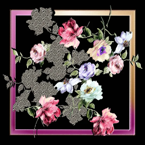 Vackra Blommor Akvarell Målning — Stockfoto