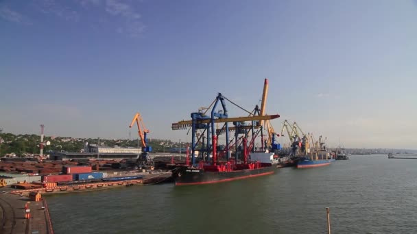 Duży Port Morski Ukrainie Port Przemysłowy Wysyłka Załadunek Eksport Import — Wideo stockowe