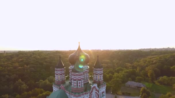 Красивая Украинская Православная Церковь Пантелеимоновского Монастыря Феофании Киев — стоковое видео