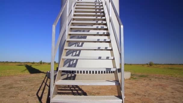 Stairs Leading Wind Turbine Windmill Located Field Green Energy Wind — Stock Video