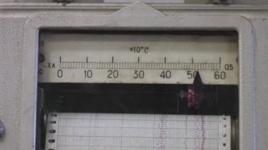 Termograf termografisi, sıcaklık analizinin sonucunu veriyor. Termograf kağıdında termometre sıcaklığı grafiği.
