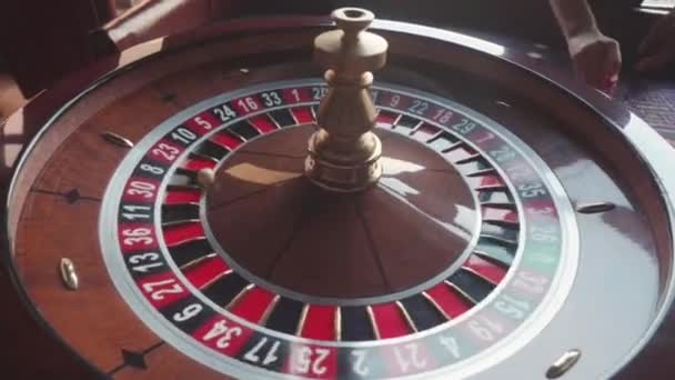 Casino Ruleta Movimiento Con Bola Rueda Bola Giratoria Hacer Apuestas — Vídeos de Stock