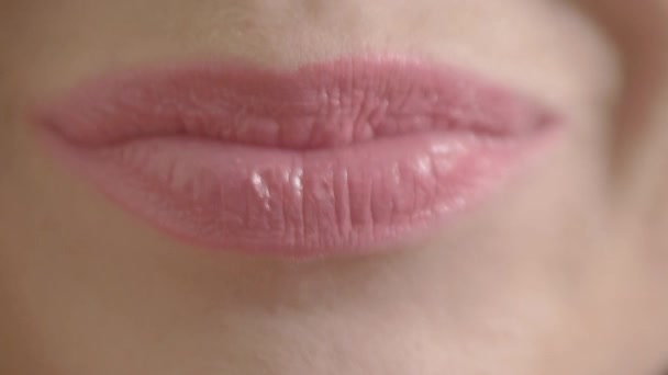 Closeup Față Feminină Zâmbitoare Zâmbet Perfect Gura Zâmbitoare Sex Feminin — Videoclip de stoc