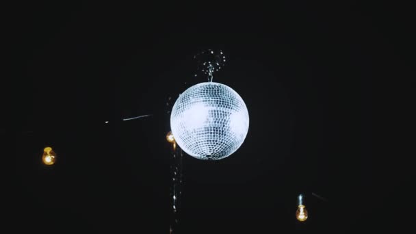 Disko Balosu Nun Gece Açık Hava Düğünündeki Yakın Çekimi Yavaş — Stok video