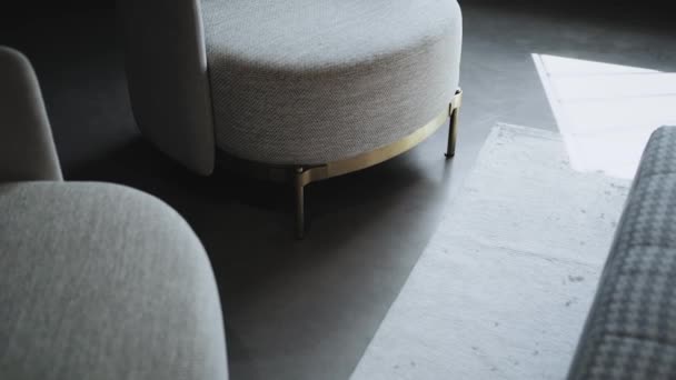 Gray Fabric Minimalist Chair Loft Stile Office Close Part Chair — Wideo stockowe
