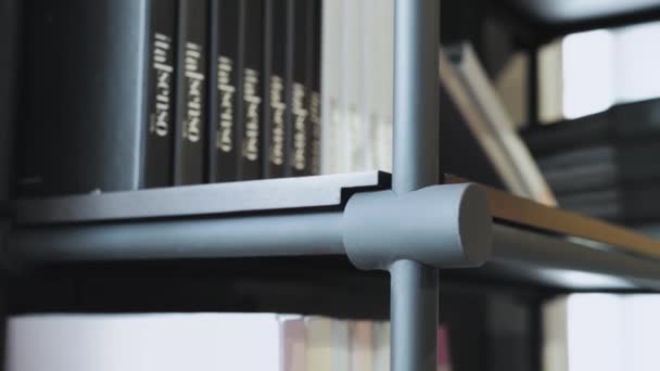 Loft Style Office Shelves Decorative Books Books Element Decor Close — Stockvideo