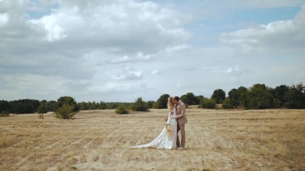 Νύφη Τρυφερή Νύφη Και Γαμπρός Στέκεται Μαζί Αντικρίζοντας Ένας Τον — Αρχείο Βίντεο