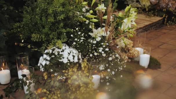 Décoration Floristique Mariage Gros Plan Porte Vintage Bois Est Décorée — Video