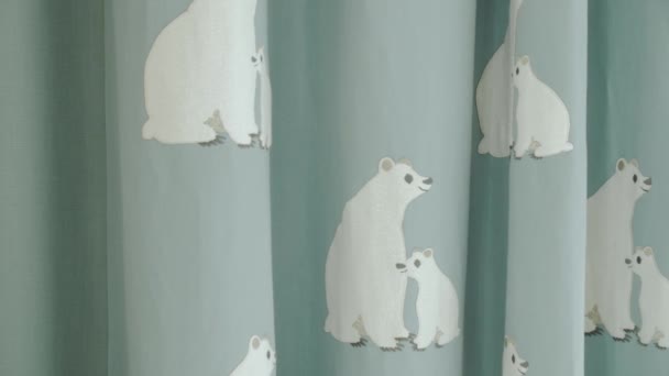 Umělá Ilustrace Polárních Medvědů Vousy Ocasy Záclonách Přinášející Místnosti Divokou — Stock video