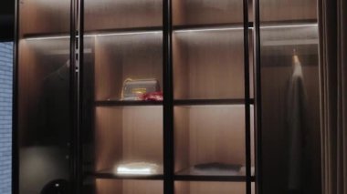 Bu şık aydınlatılmış raflarla tasarlanmış, çağdaş iç tasarımı geliştirmek için mükemmel bir gardırop.