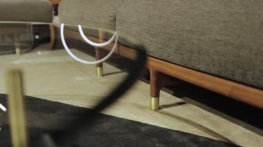 Bu şık oturma odası, lüks ve çağdaş bir sehpanın yanı sıra konforlu ve davetkar bir kanepe içeriyor. Yüksek kalite 4k görüntü