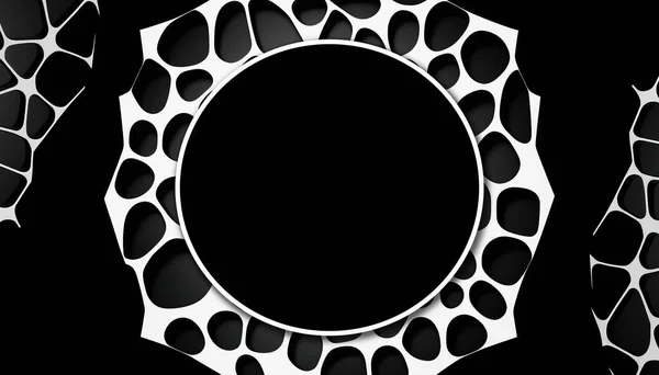 Abstract white circular frame on a modern black background. light circle lines effect. 3D rendering