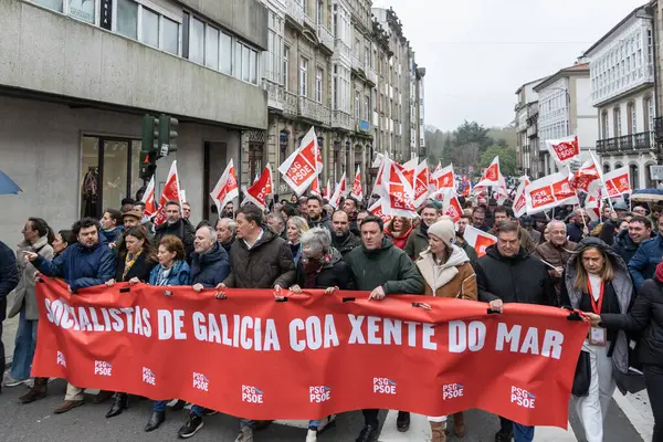 Demonstracja Santiago Compostela Dniu Stycznia 2024 Celu Obrony Morza Galicji Obrazek Stockowy