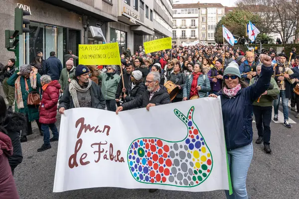 Demonstracja Santiago Compostela Dniu Stycznia 2024 Celu Obrony Morza Galicji Obrazy Stockowe bez tantiem