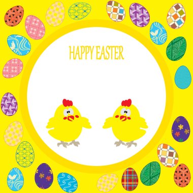 civciv ve yazı tipi, karikatür ile renkli arka plan