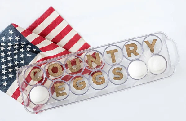 Clear Container with Country Eggs with Flag