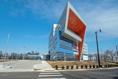 Dayton, Ohio, ABD - 25 Şubat 2024: The Greater Dayton School, düşük gelirli çocuklar için 50 milyon dolarlık özel okul, Connor Group tarafından finanse ediliyor - Children & Community Partners, Deeds Point Metro Park 'ın son aşamasında.