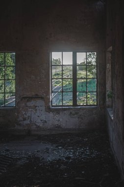 Interior of old abandoned house clipart