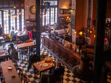 Beautiful interior of restaurant with people