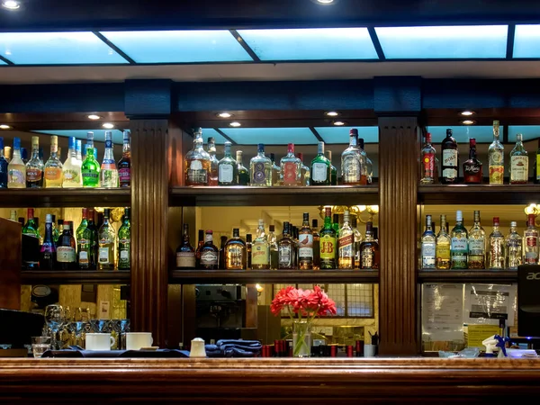 Interior of bar with alcohol drinks