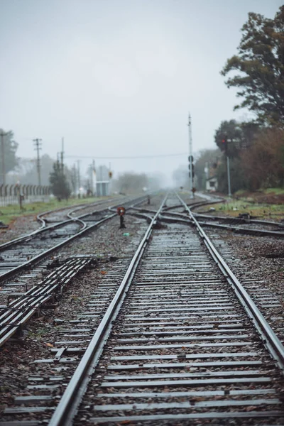 Railway Tracks Cludy Day — Stock Photo, Image