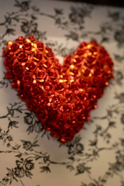 Heart Shaped Red Heart Floral Background — Photo