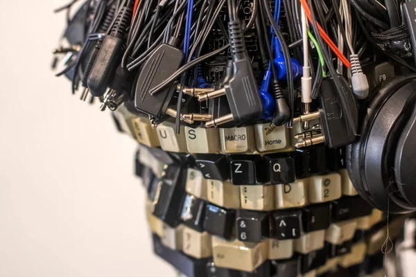 Close Sculpture Computer Keyboards Wires — Foto de Stock