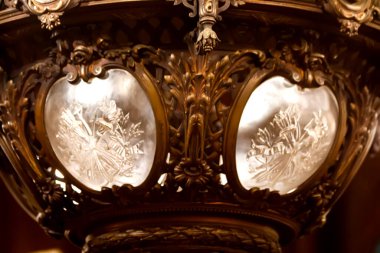 Üzerinde bitki resmi olan lamba. 