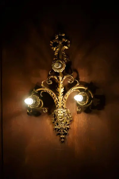 decorative lamps on wall background.