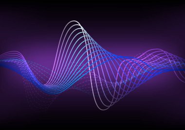 Soyut mavi çizgi akış hareketi koyu mor arkaplan