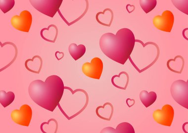 Valentine day background. heart love and line heart pink background. vector illustration.