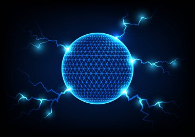 Abstract style. World circle eletric. Cyber technology thunder light blue background. vector illustration.