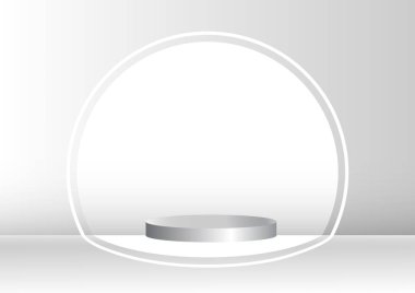 Presentation background. Modern style white circle ring presentation silver background. vector illustration background.