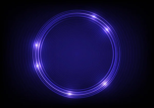 Abstract blue neon light line circle digital technology background. vector illustration.