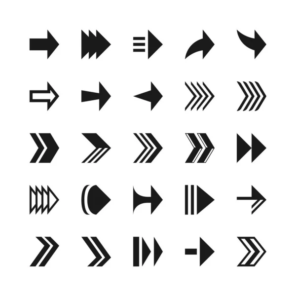 Kollektionsset Vorhanden Symbolpfeil Symbol Setzt Schwarze Farbe Auf Weißem Hintergrund Vektorgrafiken
