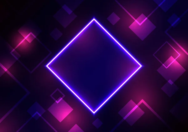 未来的な青ネオン紫の四角形現代技術の抽象的な背景 抽象ベクトル図 — ストックベクタ