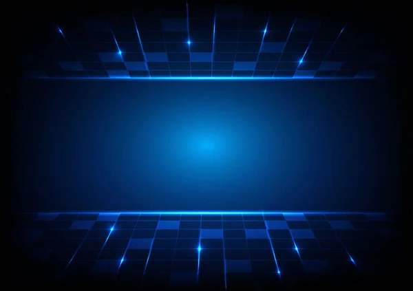 Teknik Digitalt Ljus Darl Blå Anslutning Fyrkantig Linje Bakgrund Abstrakt — Stock vektor