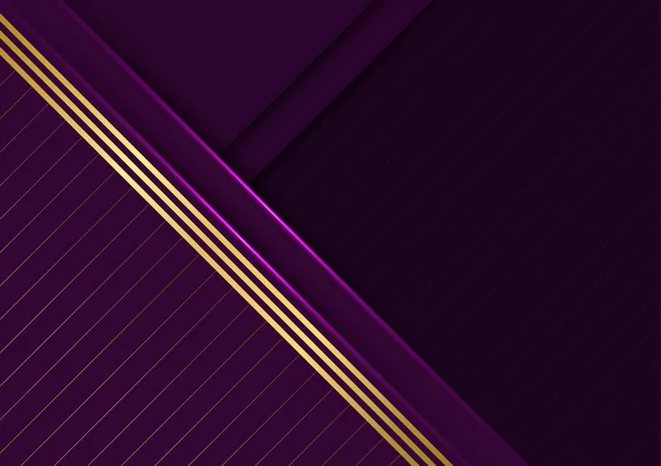 Banner Paars Versieren Luxe Goud Glanzende Lijn Moderne Stijl Achtergrond — Stockvector
