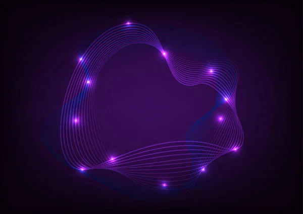 Abstrakte Chaotische Linien Neon Wave Dynamischen Violetten Dunklen Hintergrund Vektorillustration — Stockvektor