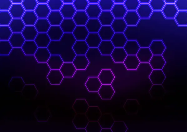 Tecnología Digital Hexágono Patrón Azul Púrpura Línea Luz Fondo Ilustración — Archivo Imágenes Vectoriales