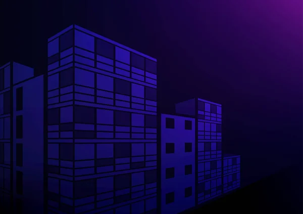Dark Blue Building Hotel City Apartment Building Background Vector Illustration — Stock Vector