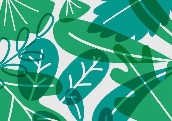 Risografii Zelených Listů Ručně Kreslení Letní Rostliny Design Pozadí Vektorová — Stockový vektor