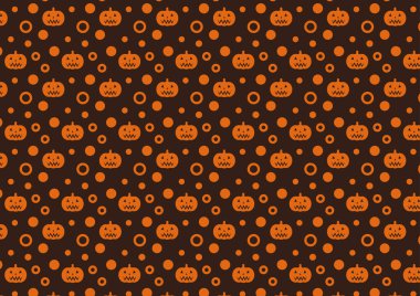 Tatlı balkabağı desenli turuncu cadılar bayramı temalı festival esrarengiz dekorasyonu. vektör illüstrasyonu.