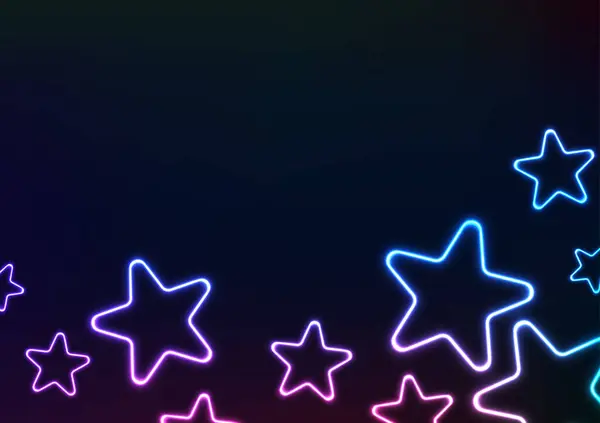 Étoile Néon Ligne Lumineuse Violet Géométrique Fond Bleu Foncé Aléatoire — Image vectorielle