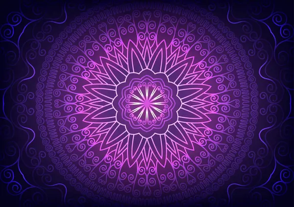 Mandala çiçek kültürü koyu mor desenli dijital arka plan. vektör illüstrasyonu.
