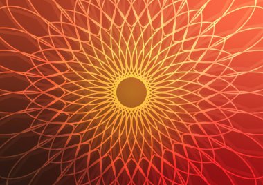 Mandala çiçeği turuncu desenli yumuşak kırmızı arka plan. vektör illüstrasyonu.