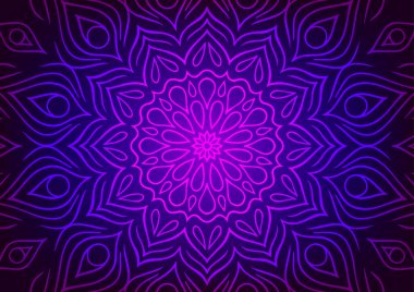 Mavi mandala neon teknolojisi geçmişi. vektör illüstrasyonu.